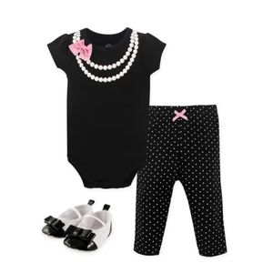 3 piece Short sleeve Pearl bodysuit set